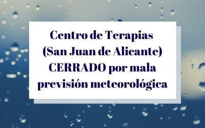 Centro de Terapias CERRADO hoy por mal tiempo