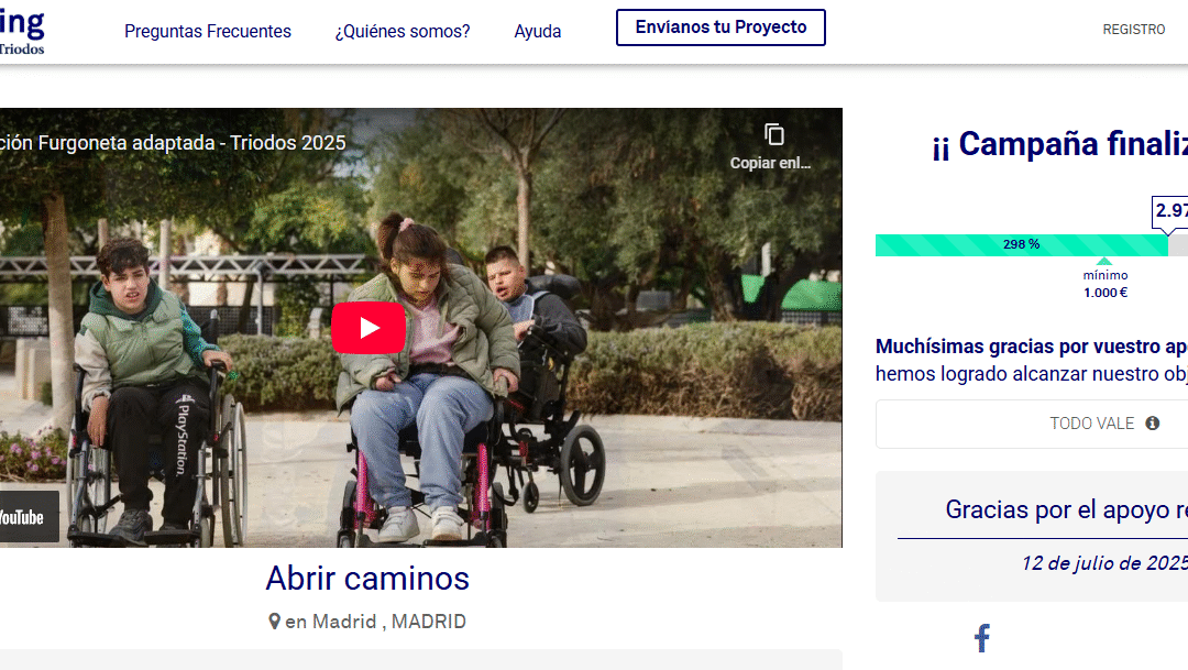 Si contribuiste a conseguir la Furgoneta adaptada de FORD a través de Fundación Triodos, esto te interesa